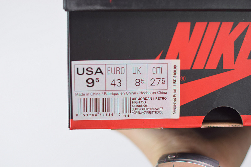 air jordan 1 retro high og "banned 2016 release" 555088-001