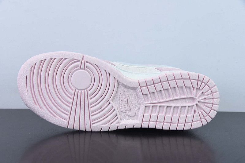 the nike dunk low appears in pink and grey suede dv3054-600