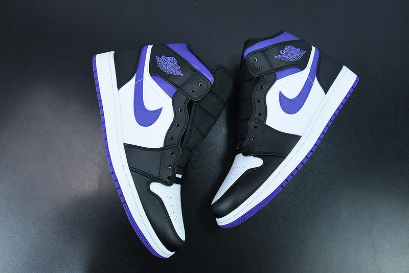 air jordan 1 mid white black purple 554724-095